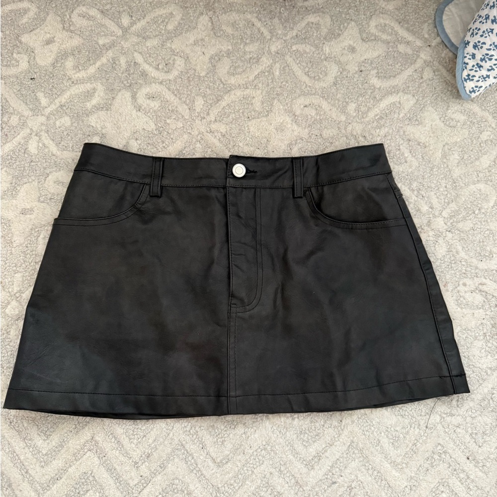 Leather Black Mini Skirt for Night Out